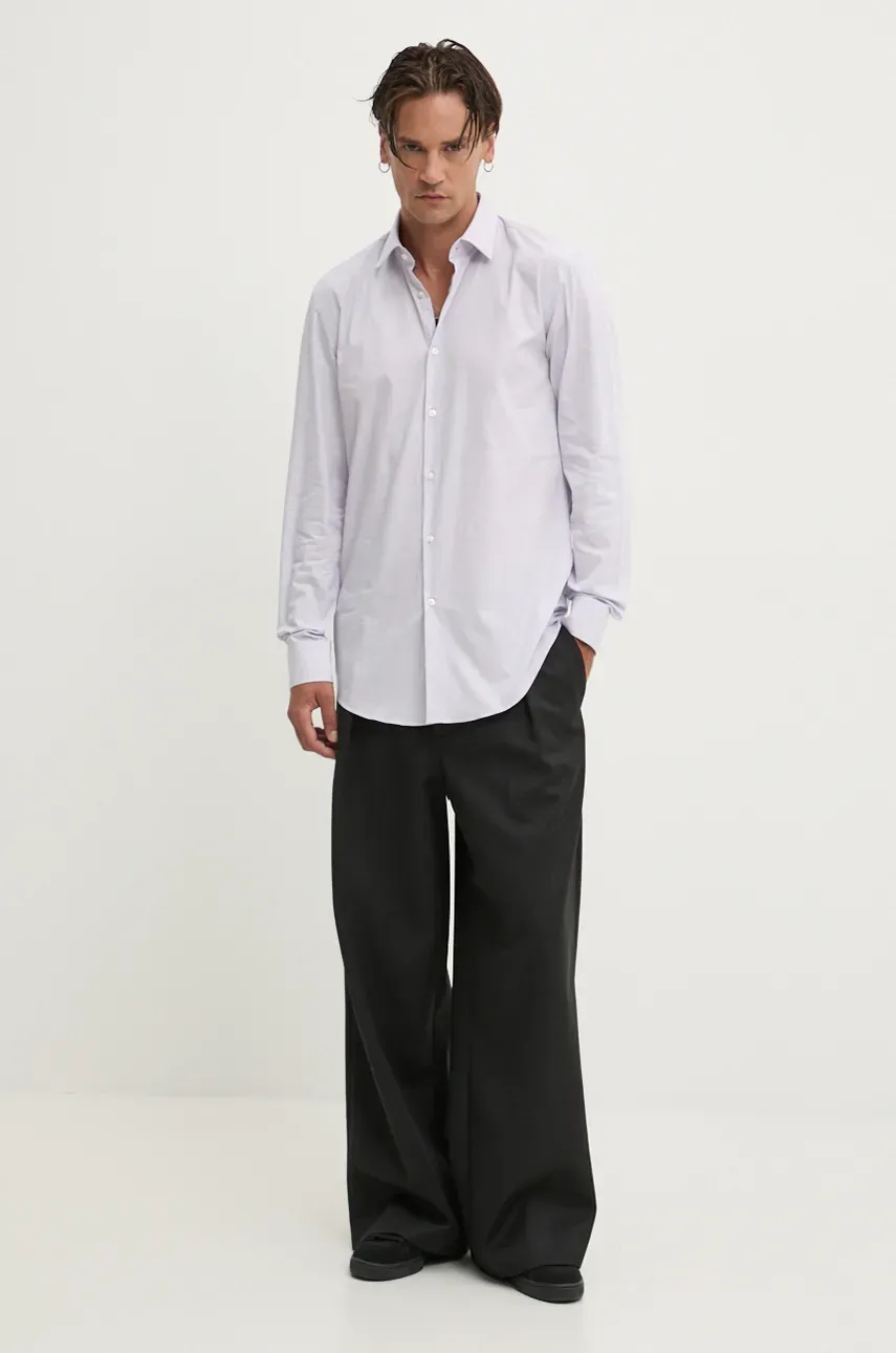 Рубашка HUGO мужская цвет фиолетовый slim классический воротник Рубашка HUGO мужская цвет фиолетовый slim классический воротник