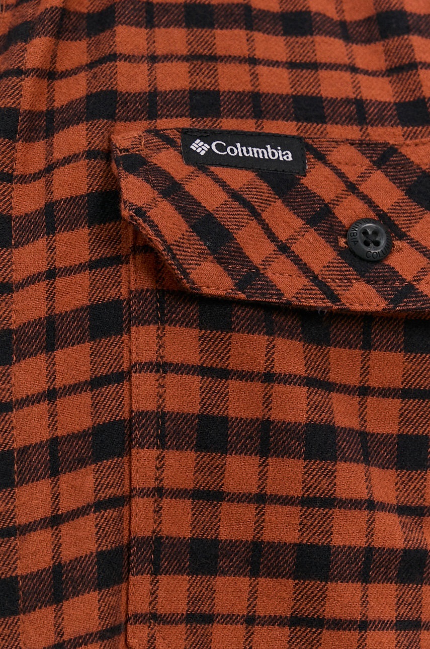 

Рубашка Columbia мужская цвет коричневый regular классический воротник