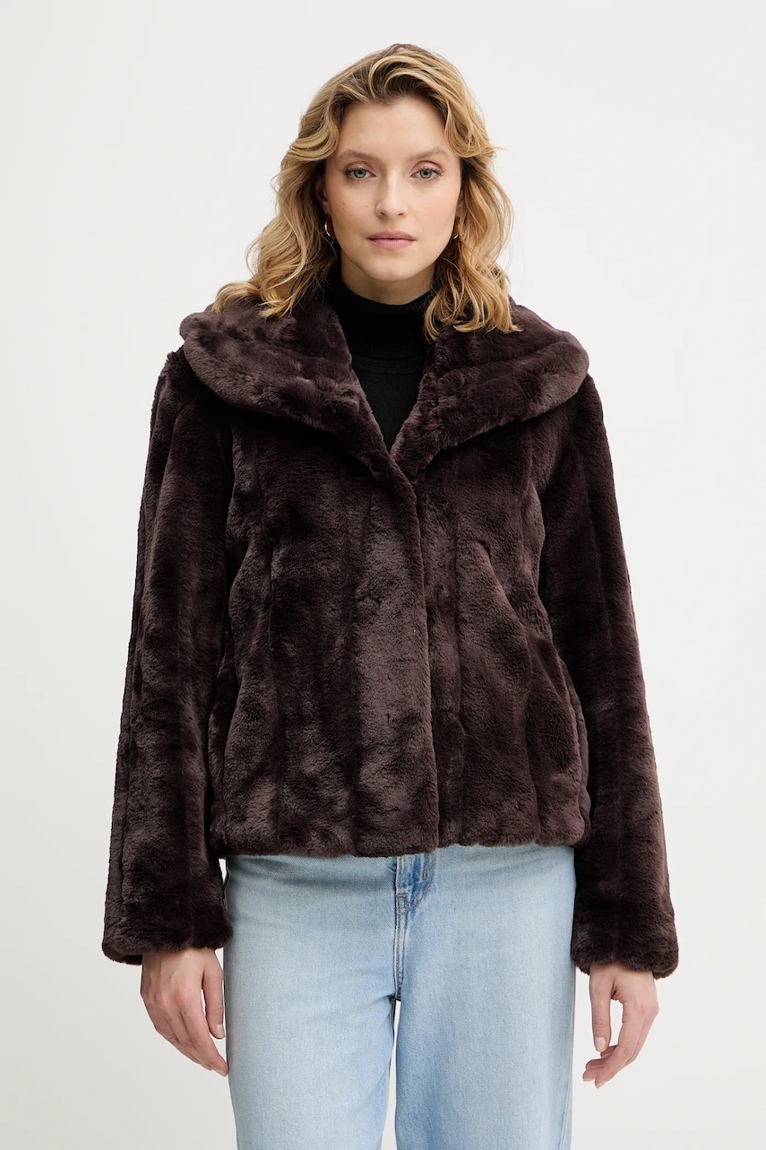 Guess kurtka damska kolor brązowy przejściowa