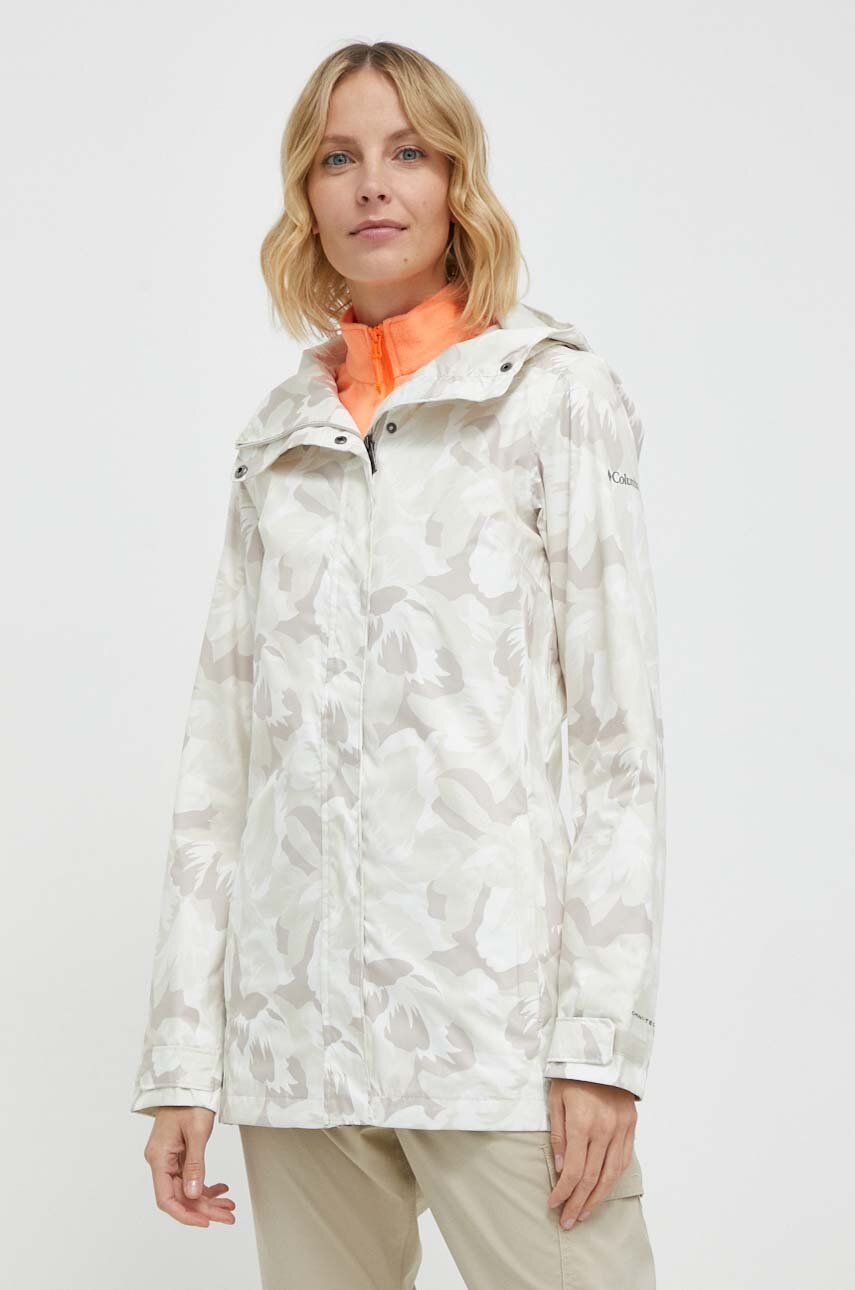 Columbia geaca de ploaie Splash A Little II Jacket femei, culoarea alb, de tranzitie