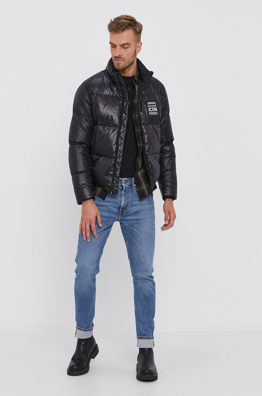 

Пухова куртка Armani Exchange чоловіча колір чорний зимова