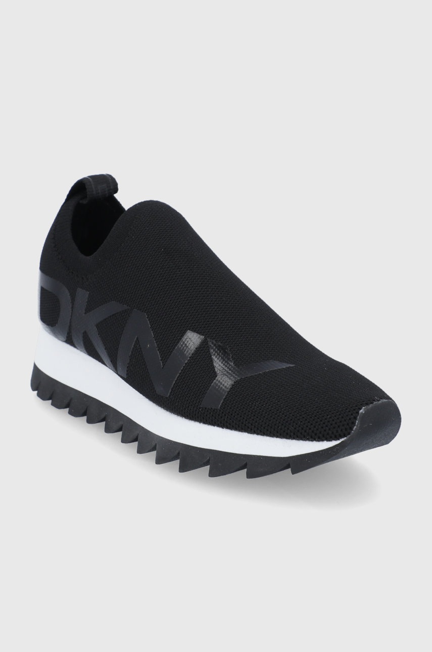 

Черевики Dkny колір чорний на плоскому ходу