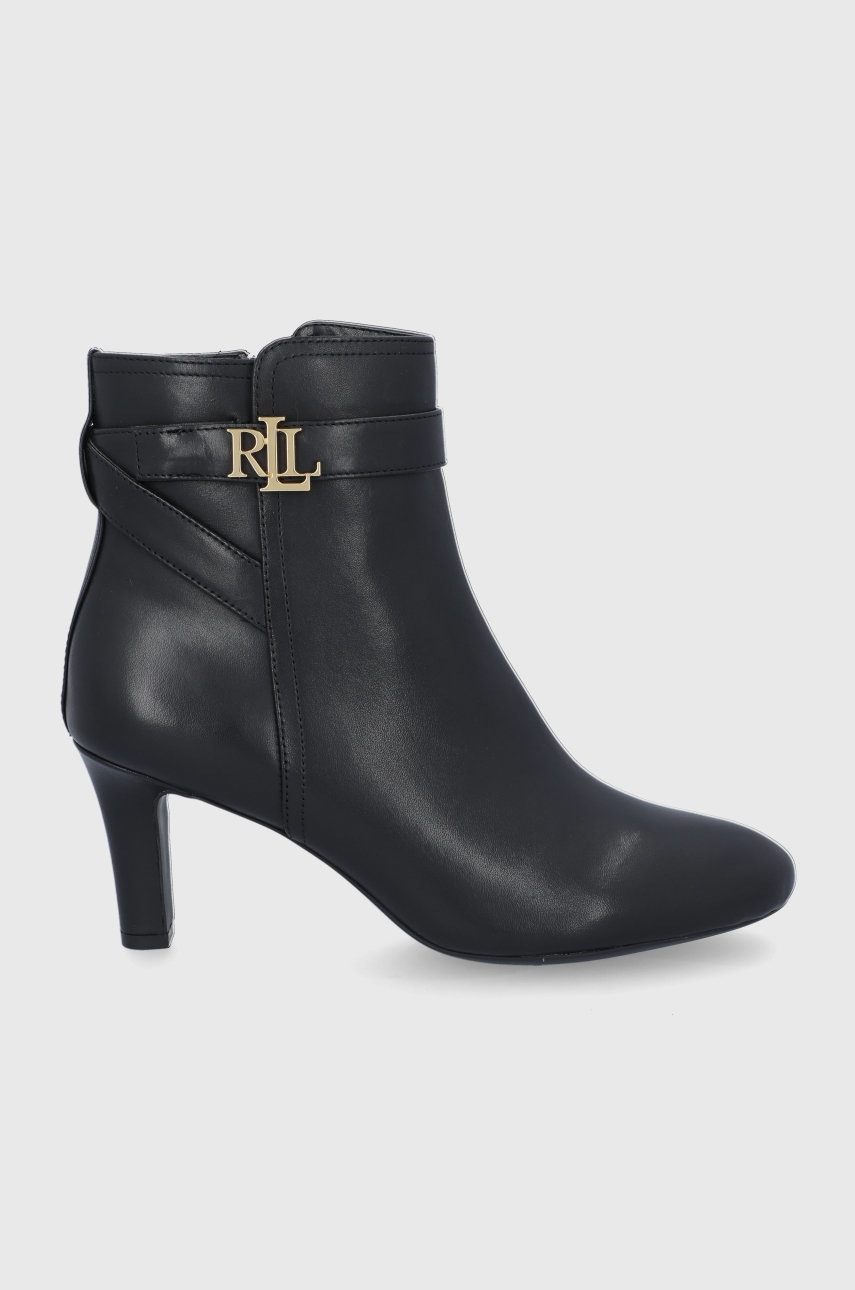 

Кожени боти Lauren Ralph Lauren дамски в черно с ток стилето, Черен