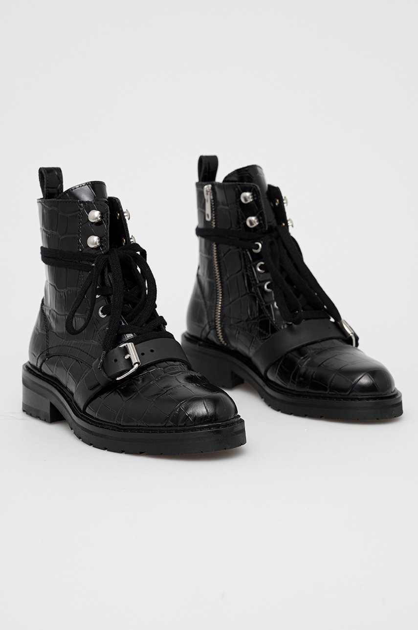 

Полусапожки AllSaints женское цвет чёрный на плоском ходу