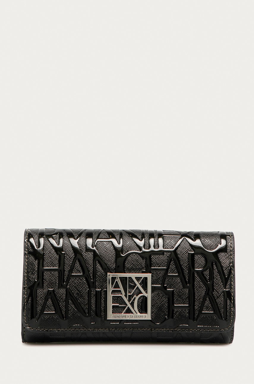 Armani Exchange portofel femei, culoarea negru