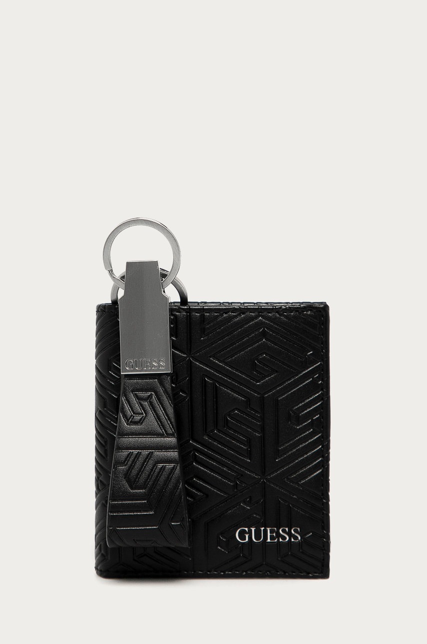 

Guess Jeans -Кожаный кошелёк + брелок, Чёрный