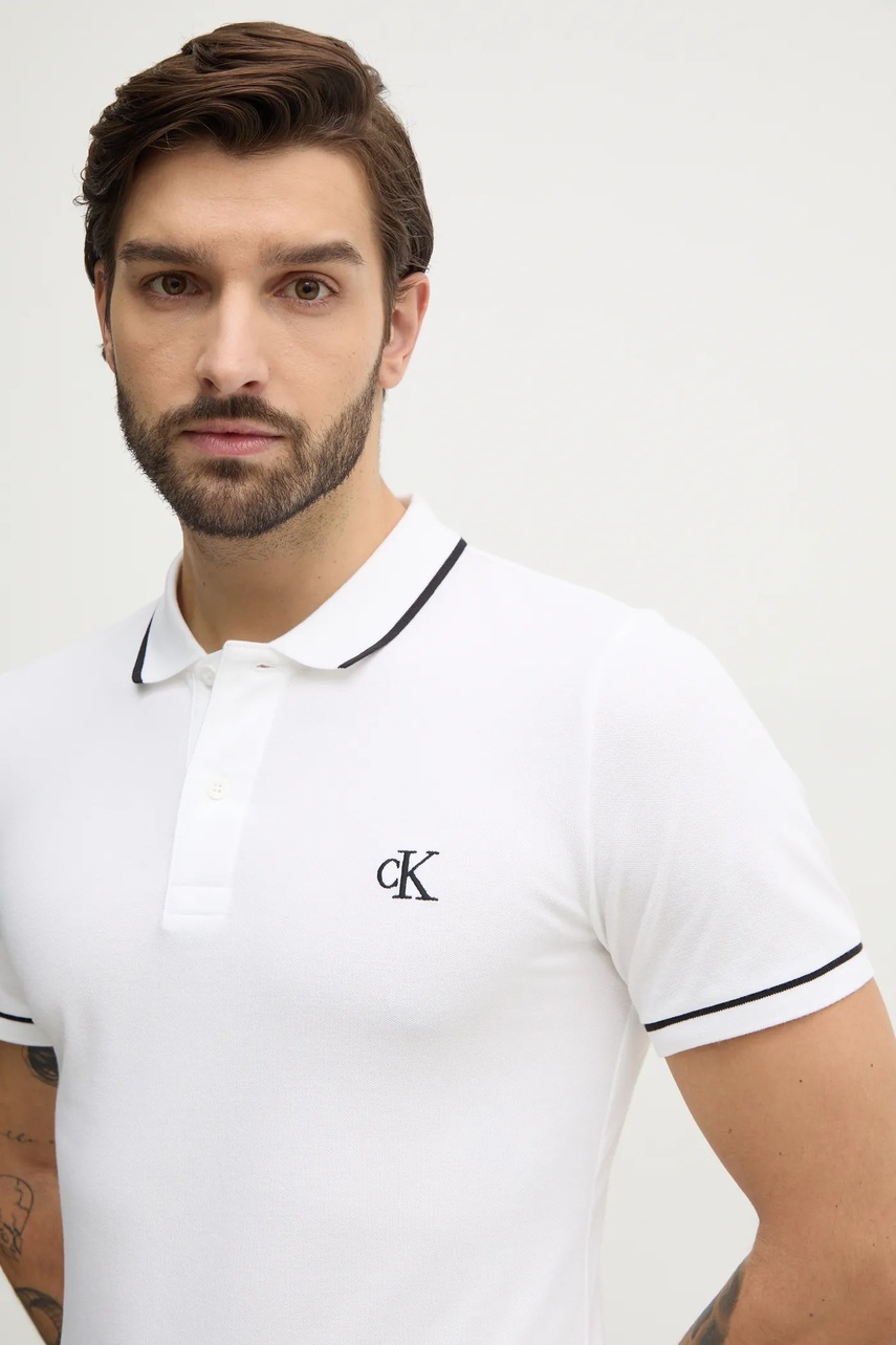 Поло Calvin Klein Jeans чоловіче колір білий однотонне J30J315603 