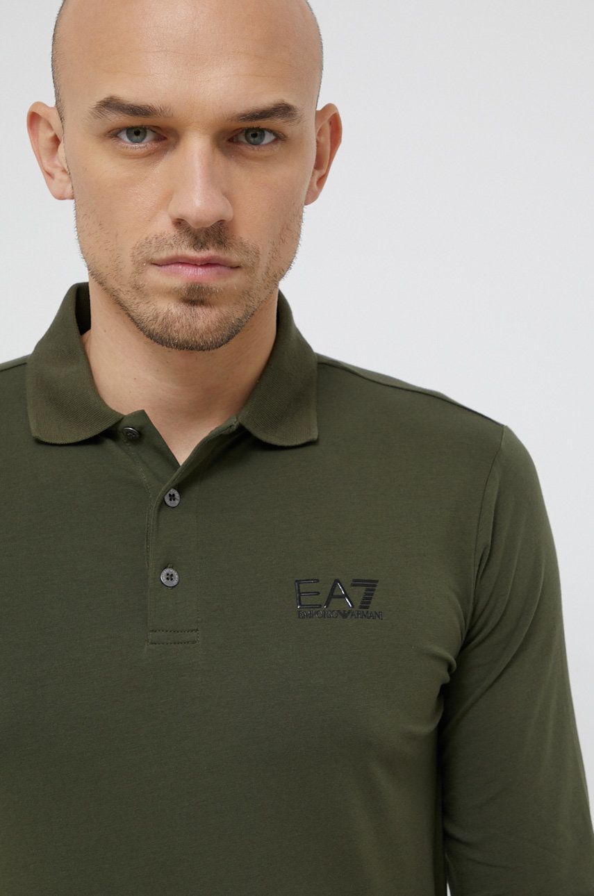 EA7 Emporio Armani longsleeve barbati, culoarea verde, neted answear.ro imagine 2022 reducere