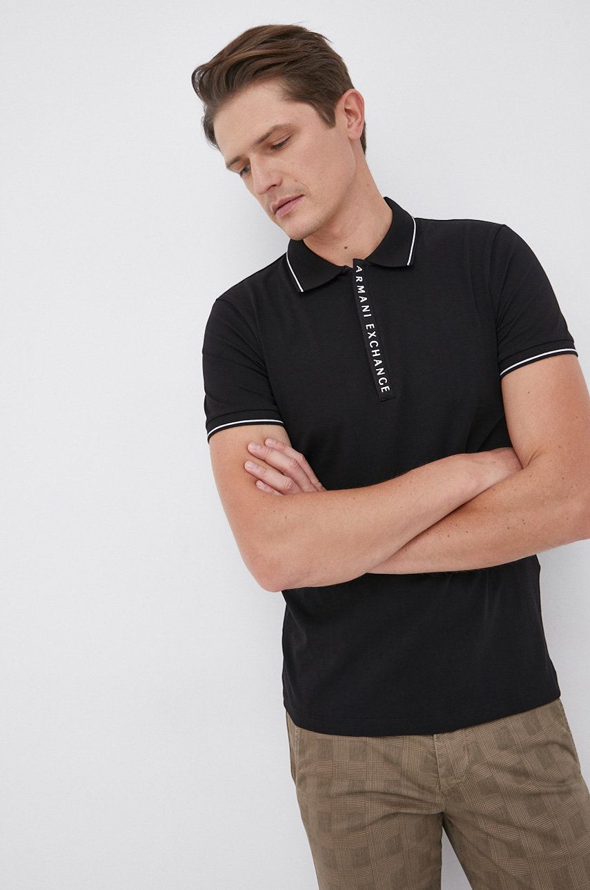 Armani Exchange Polo kolor czarny z nadrukiem