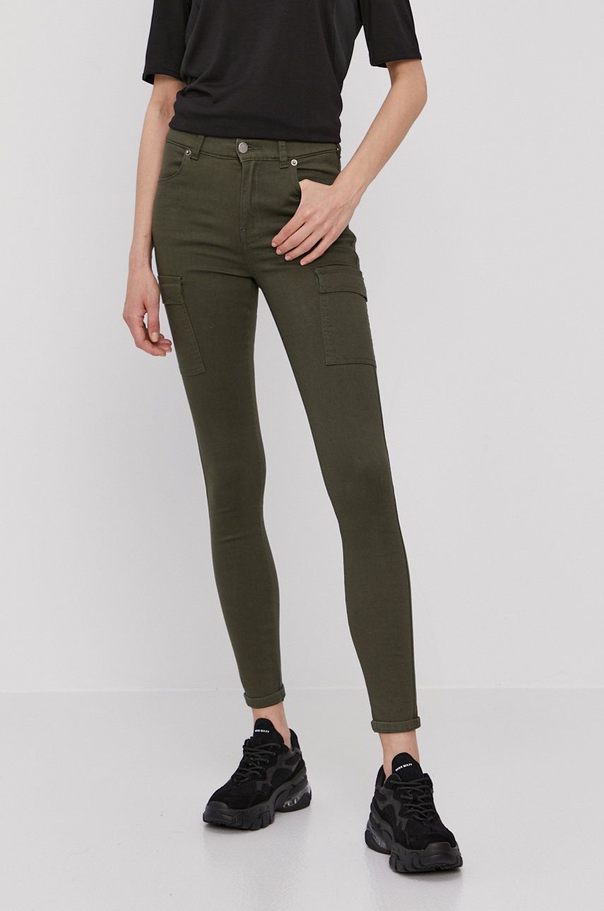 Dr. Denim Jeans femei, culoarea verde, medium waist answear.ro