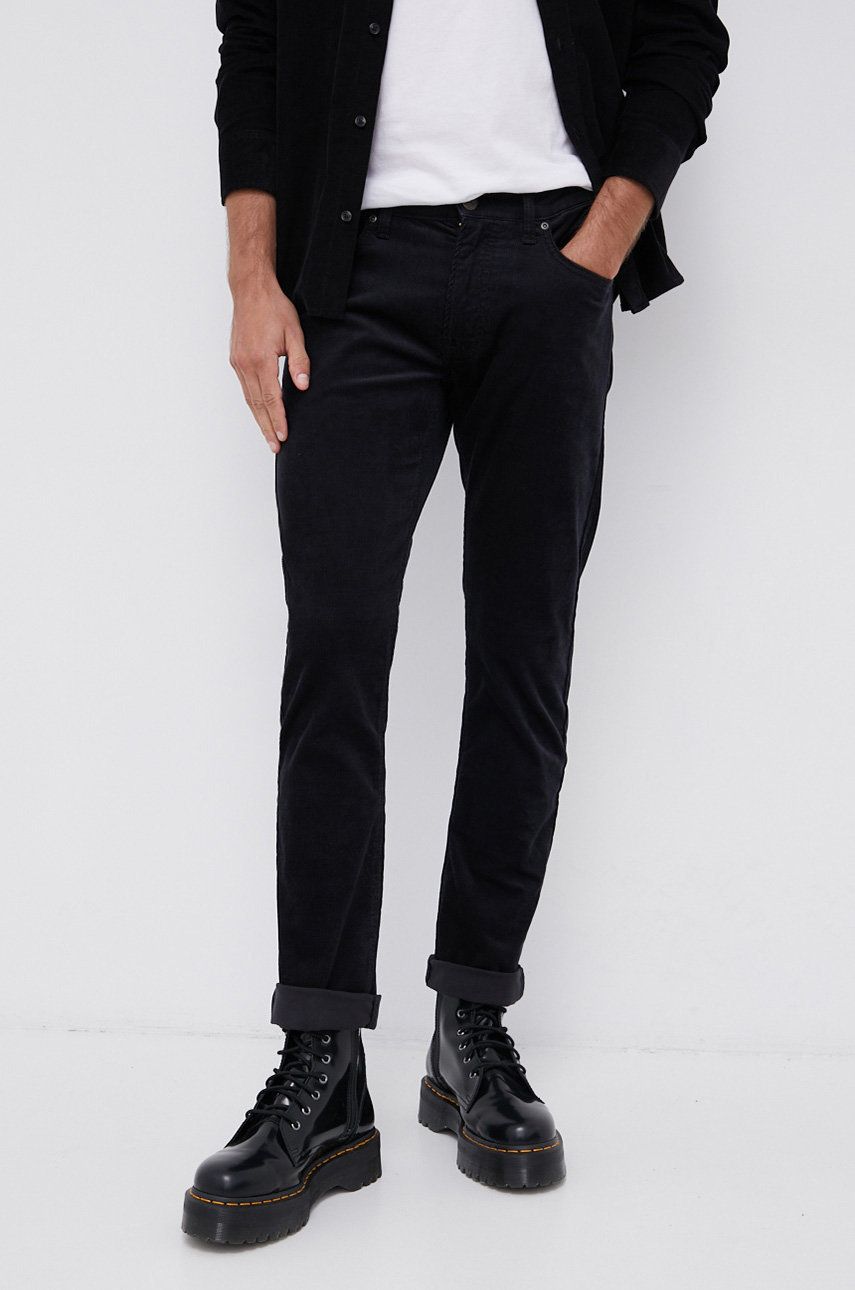 Lee Spodnie sztruksowe męskie kolor czarny proste