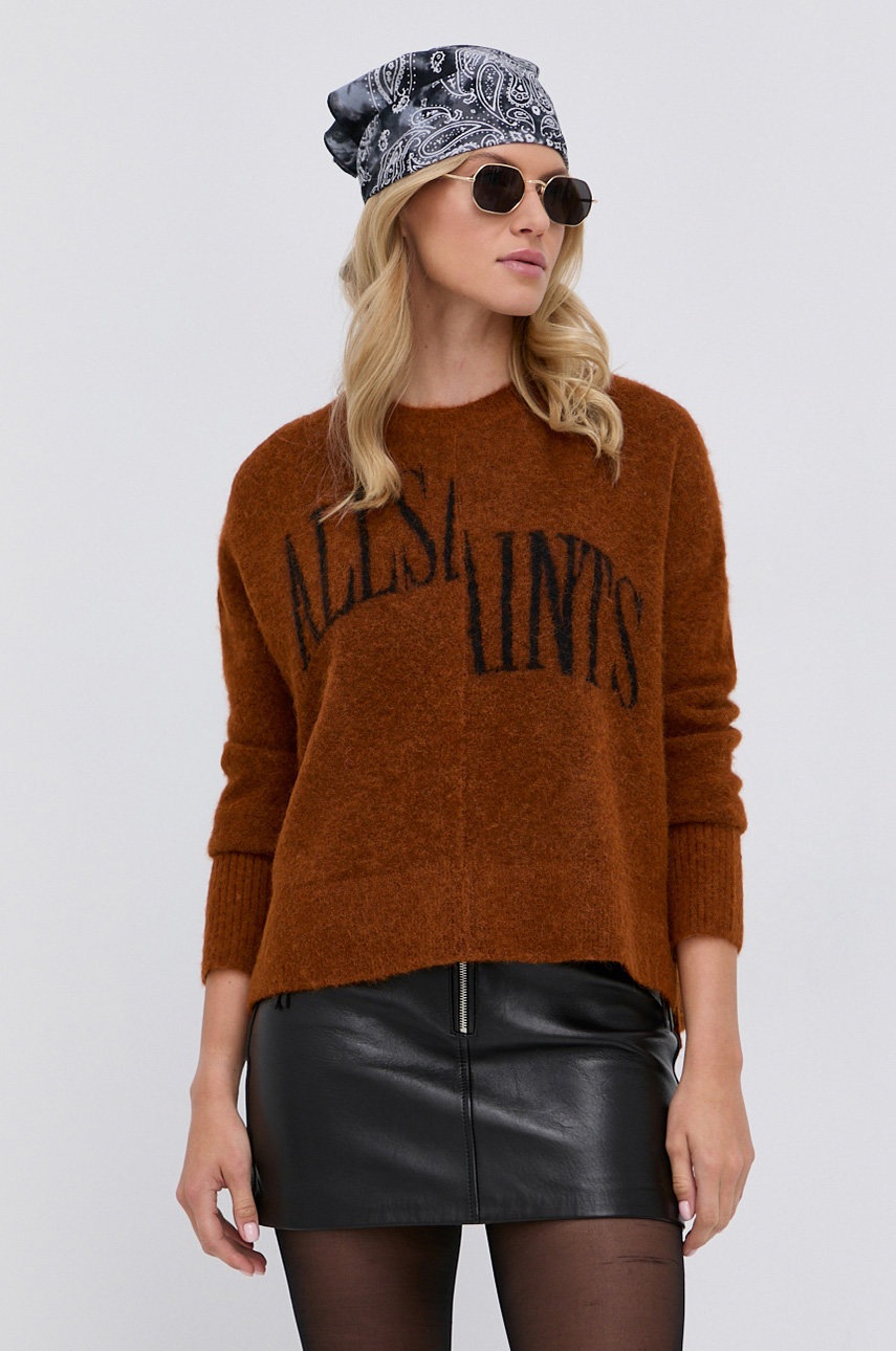 

AllSaints - Пуловер, Кафяв