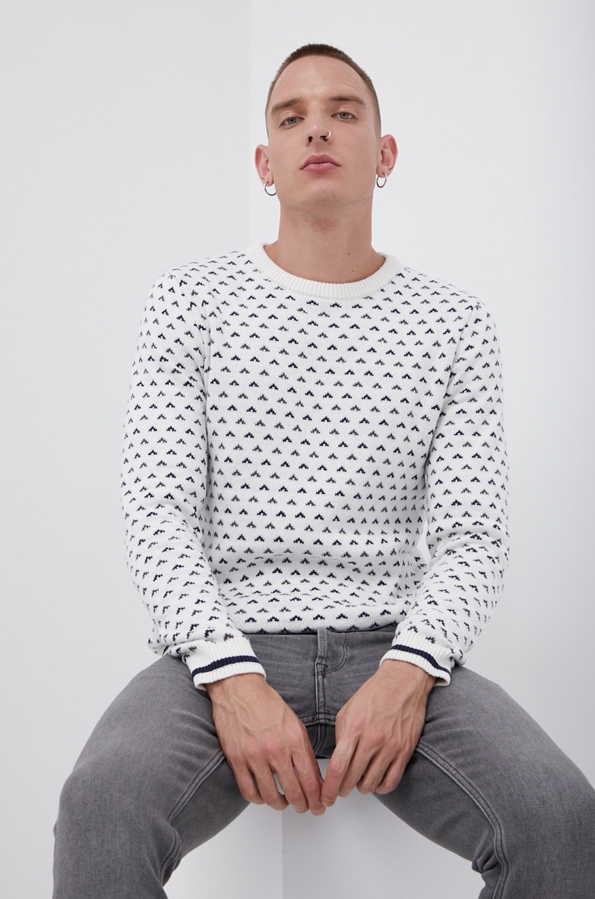 Produkt by jack & jones pulover din amestec de lână bărbați, culoarea alb, calduros