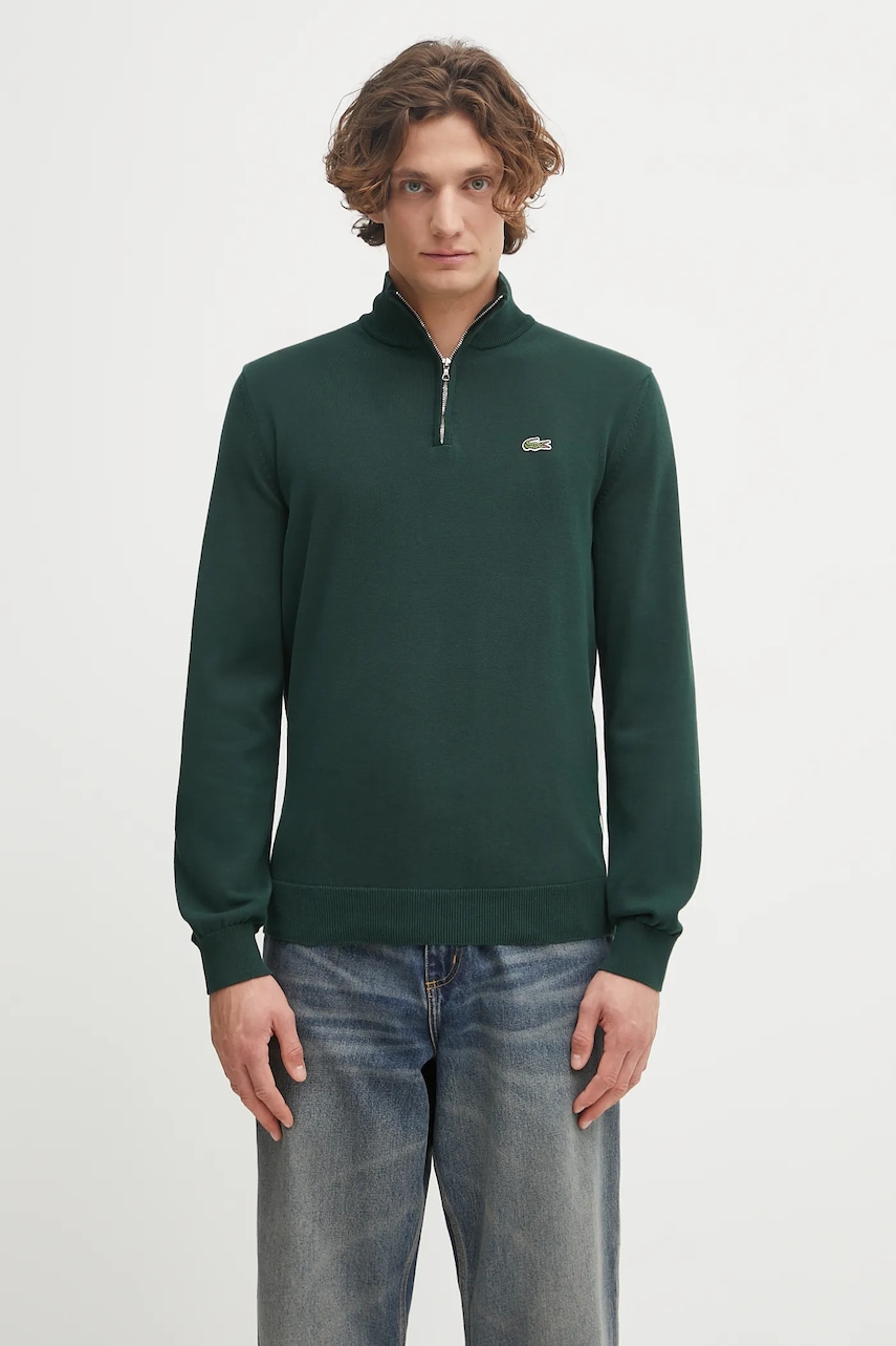 Lacoste pulover culoarea negru, cu turtleneck