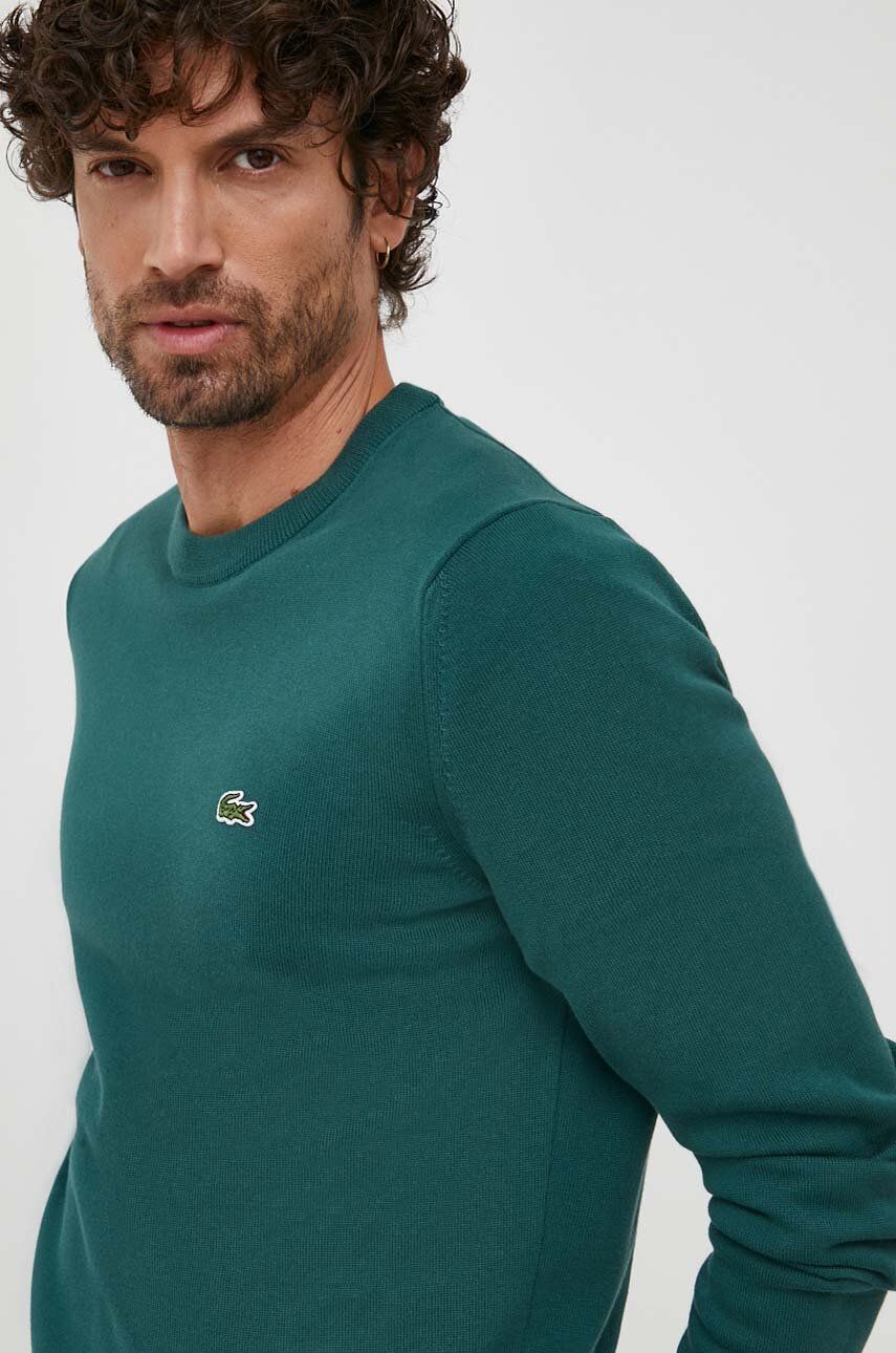 Lacoste pulover de bumbac culoarea verde, light