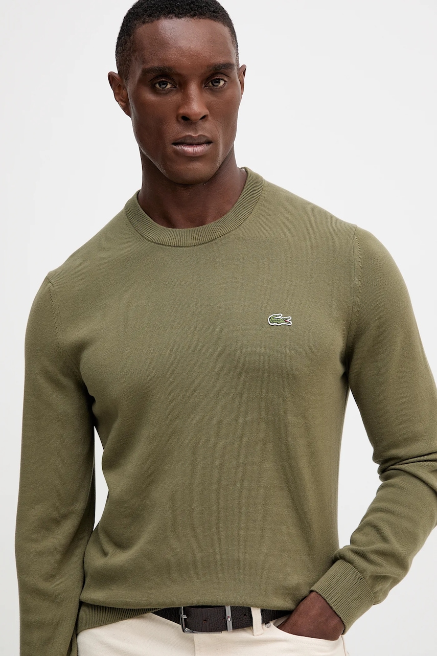 Levně Bavlněný svetr Lacoste zelená barva