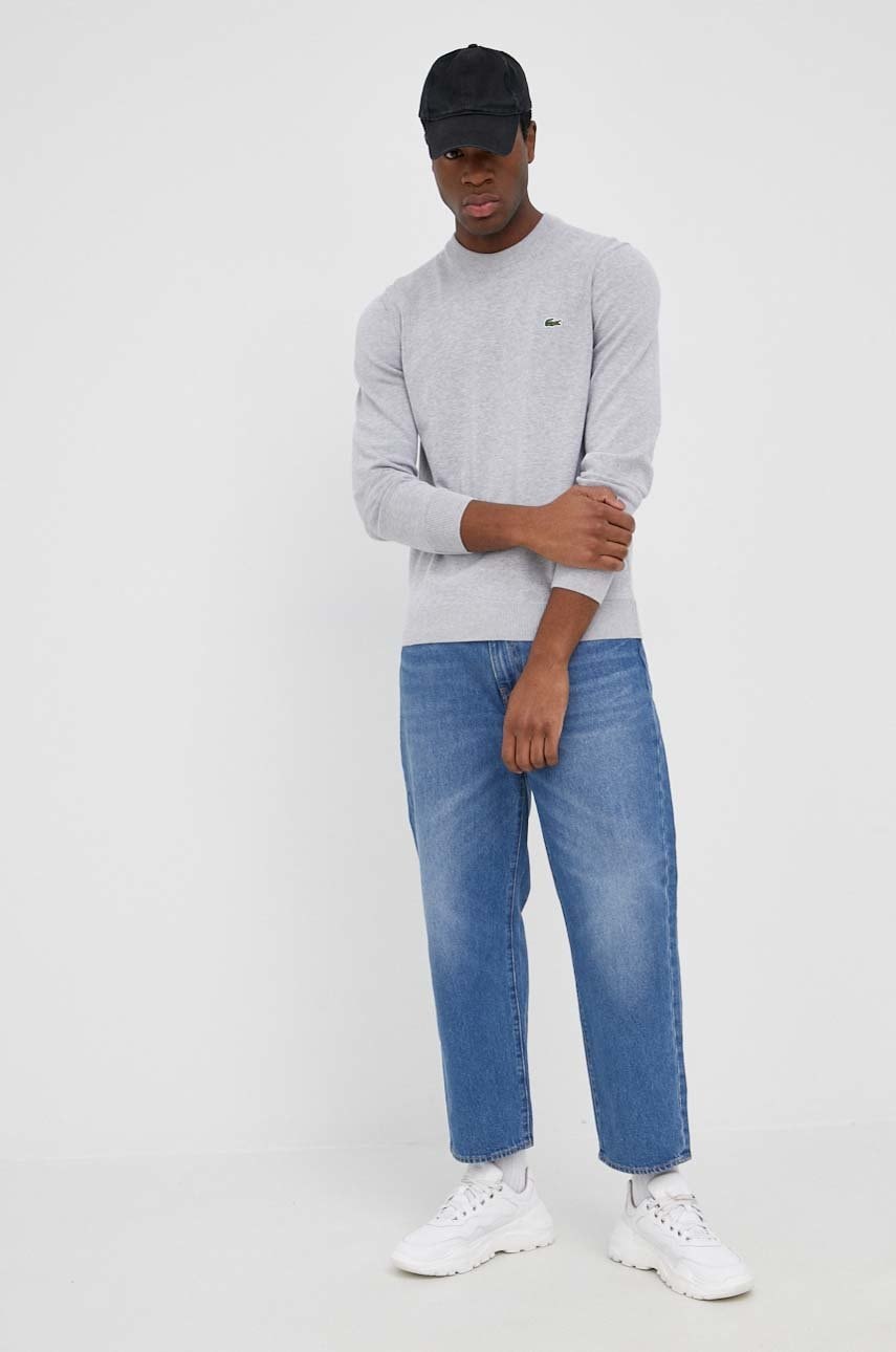 Lacoste pulover de bumbac culoarea gri, light