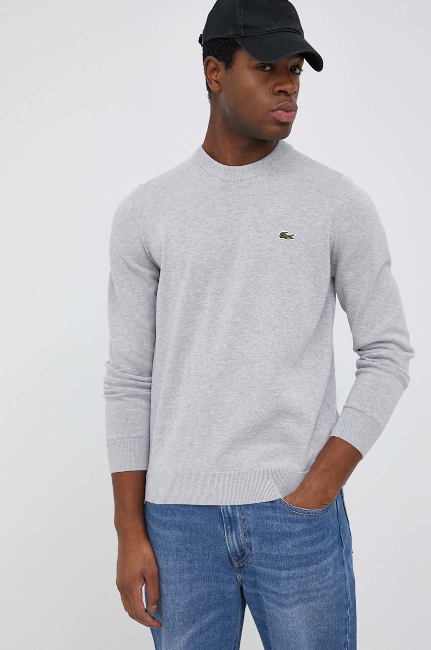 

Хлопковый свитер Lacoste мужской цвет серый лёгкий