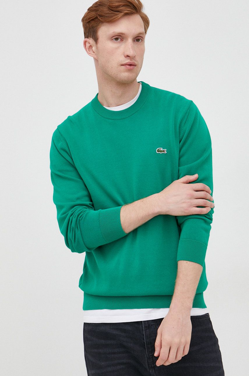Lacoste pulover de bumbac barbati, culoarea verde, light answear.ro
