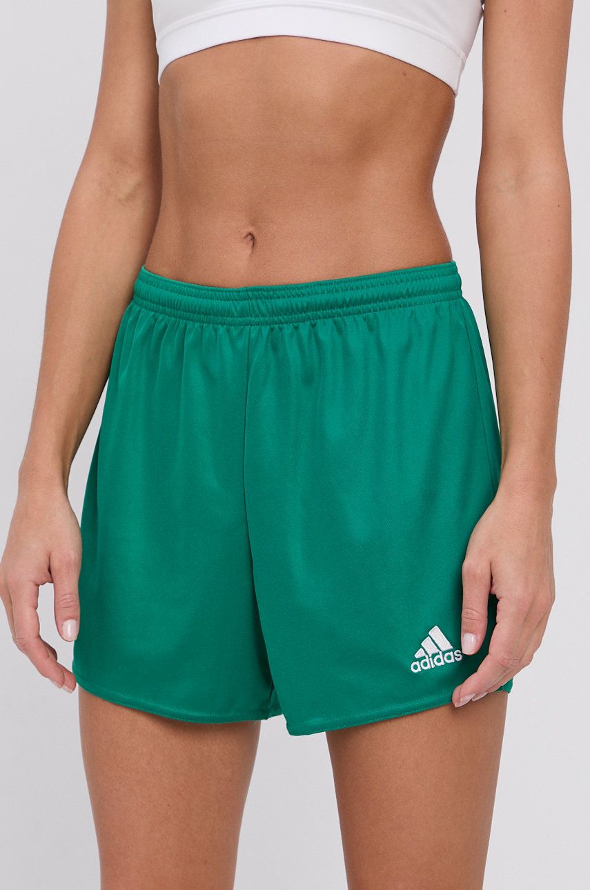 Adidas Performance Pantaloni scurti femei, culoarea verde, material neted, medium waist