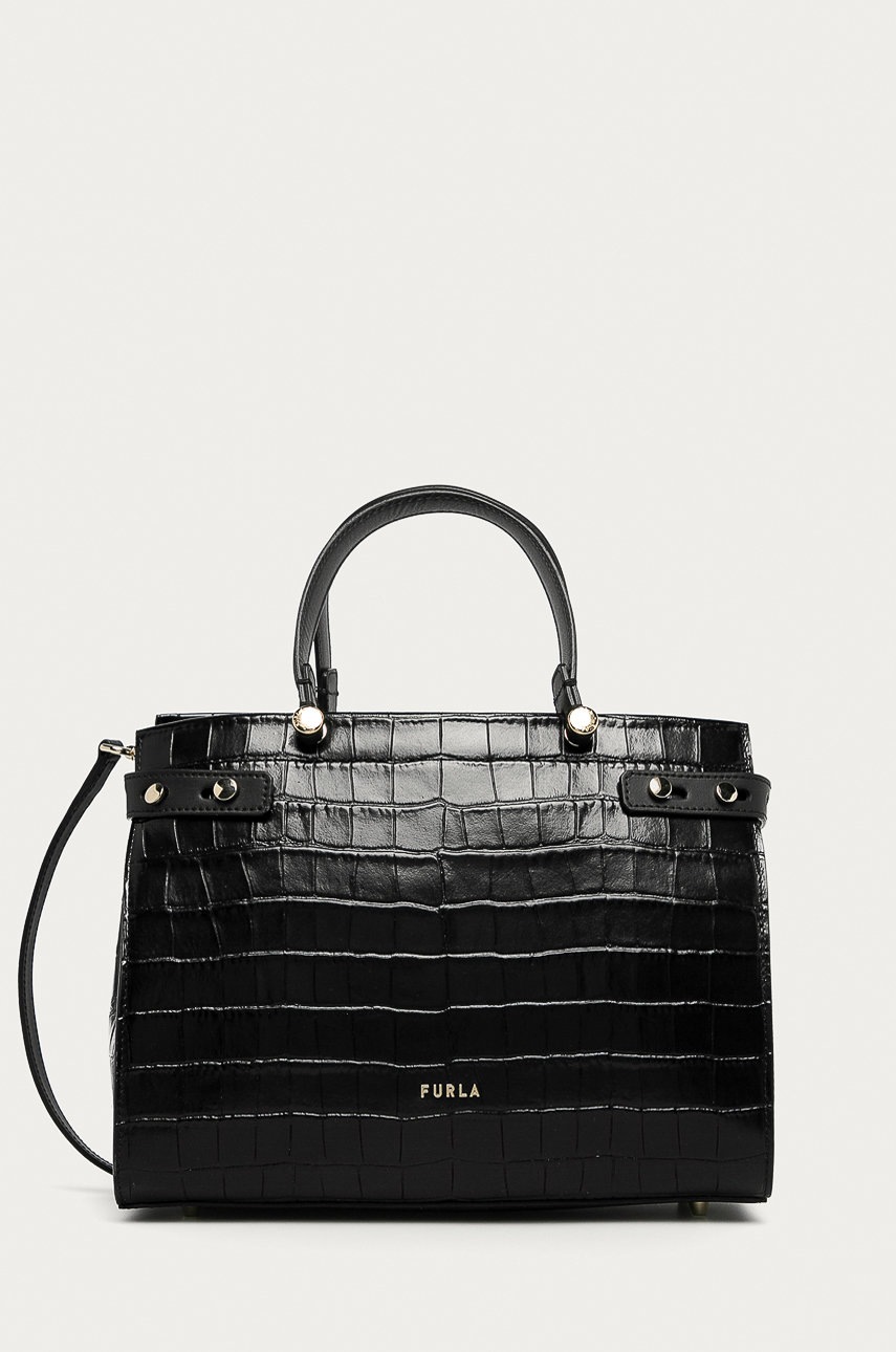 

Furla - Кожена чанта Lady M, Черен