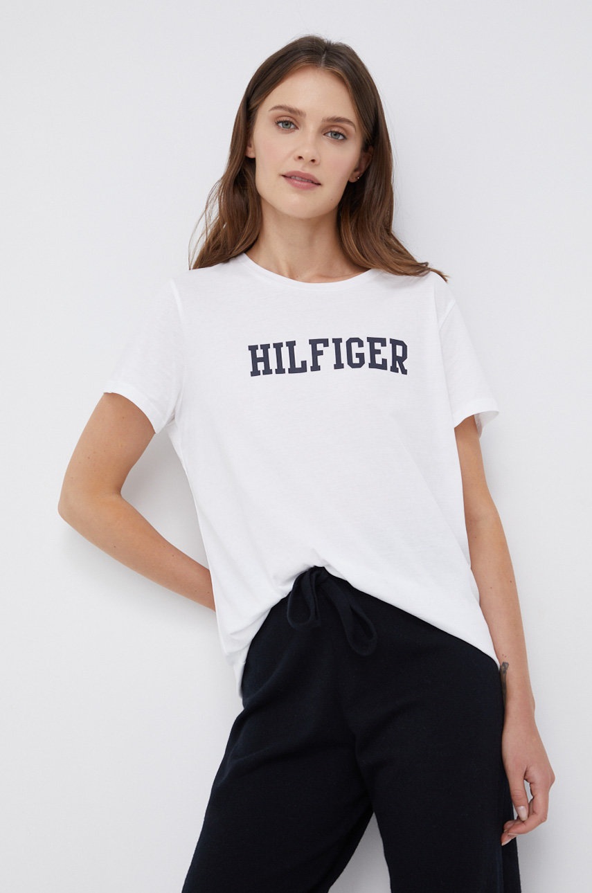 

Памучна тениска Tommy Hilfiger в бяло, Бял
