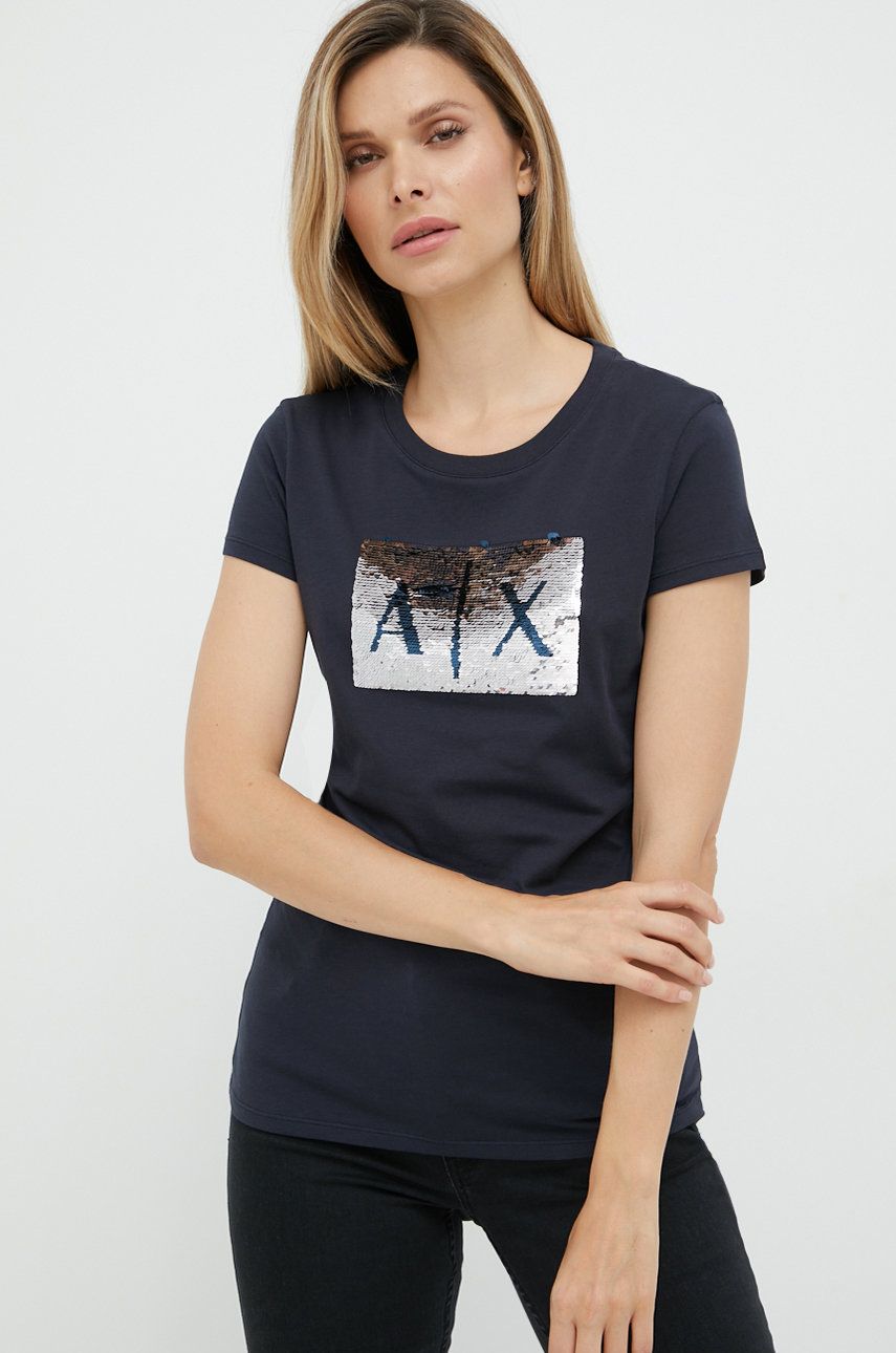 Armani Exchange t-shirt bawełniany 8NYTDL.YJ73Z kolor granatowy