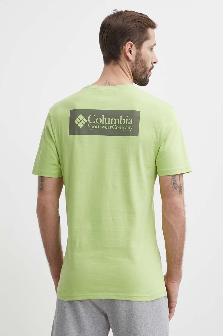 Бавовняна футболка Columbia North Cascades колір зелений з принтом 