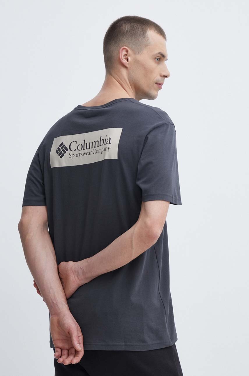 Columbia tricou din bumbac North Cascades barbati, culoarea gri, cu imprimeu, 1834041