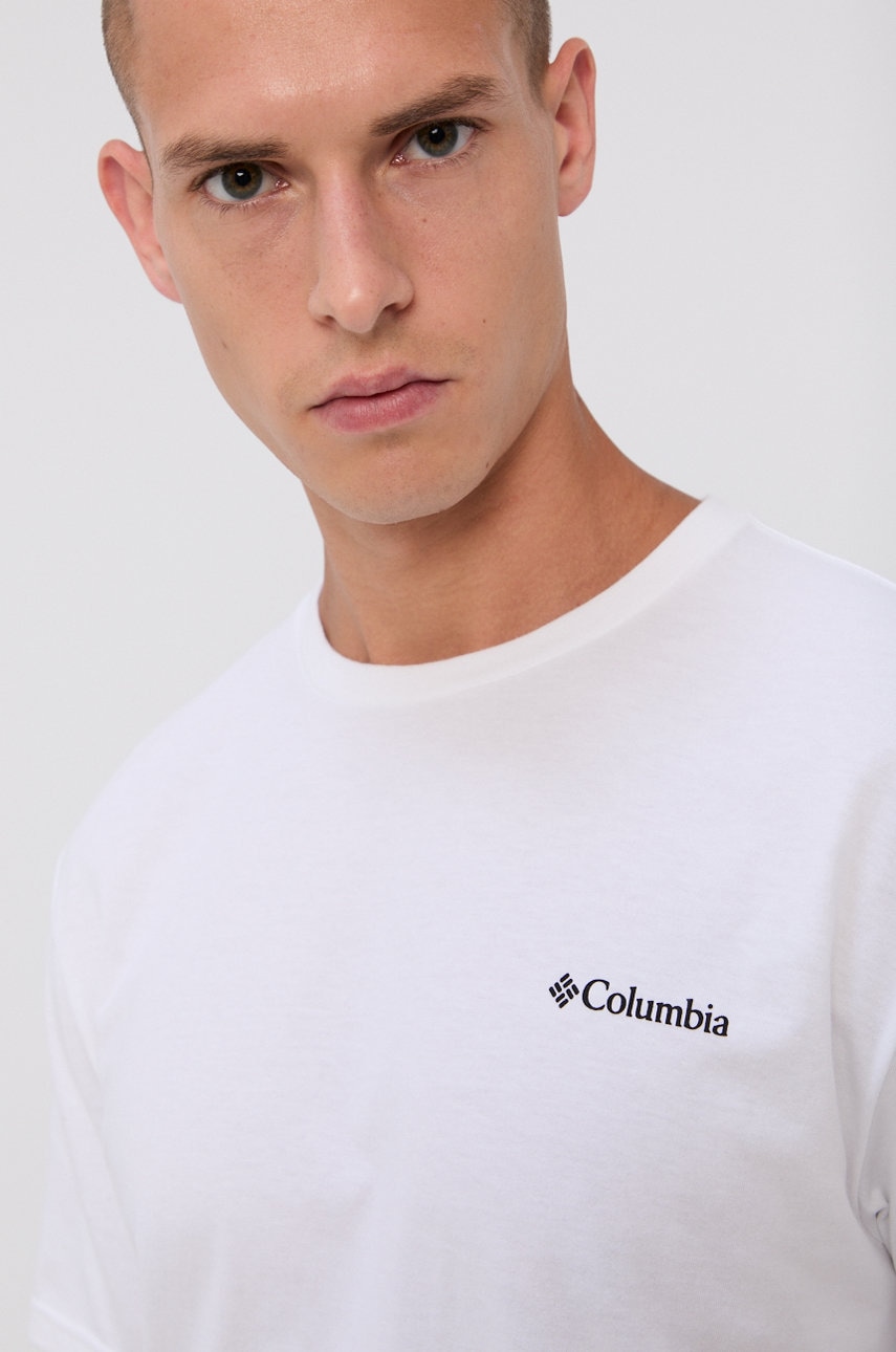 

Памучна тениска Columbia в бяло с принт, Бял