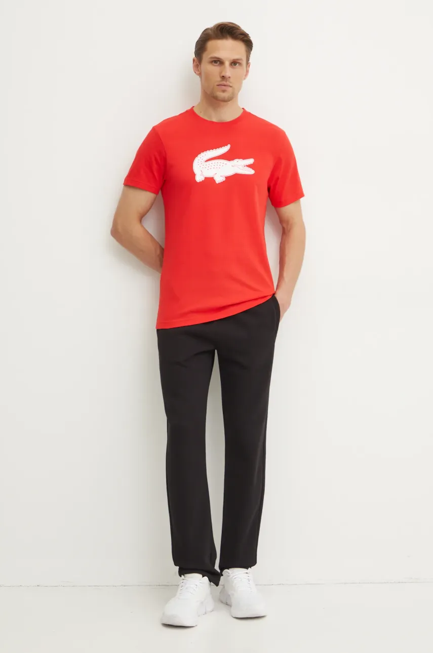 Футболка Lacoste мужской цвет красный с принтом Футболка Lacoste мужской цвет красный с принтом