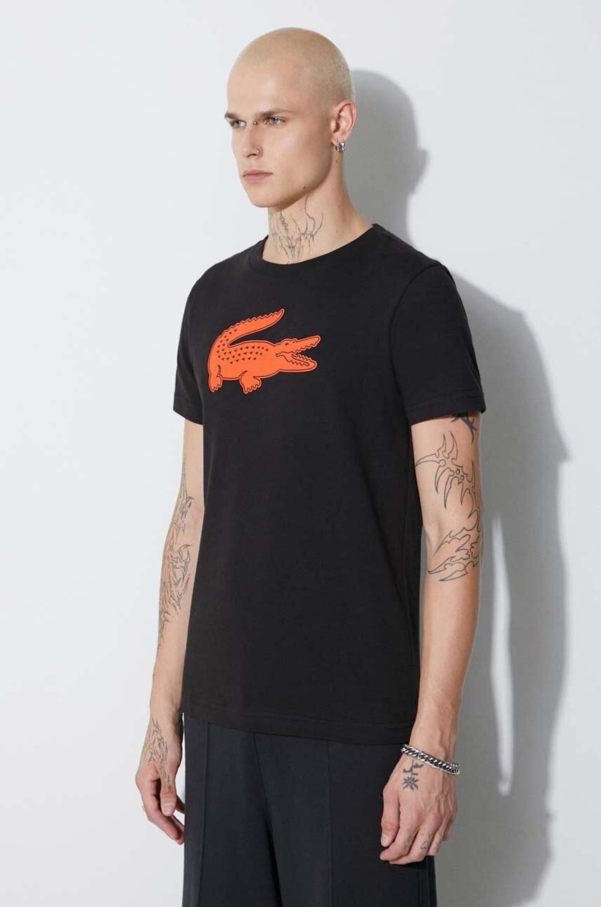 Μπλουζάκι Lacoste χρώμα: μαύρο φωτογραφία