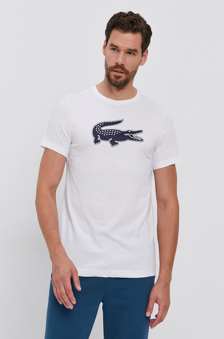Lacoste tricou culoarea alb, cu imprimeu