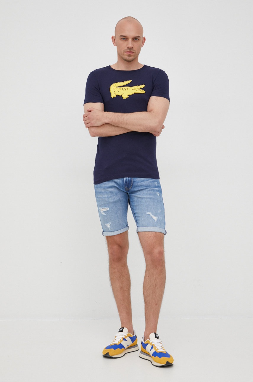 

Футболка Lacoste мужской цвет синий с принтом