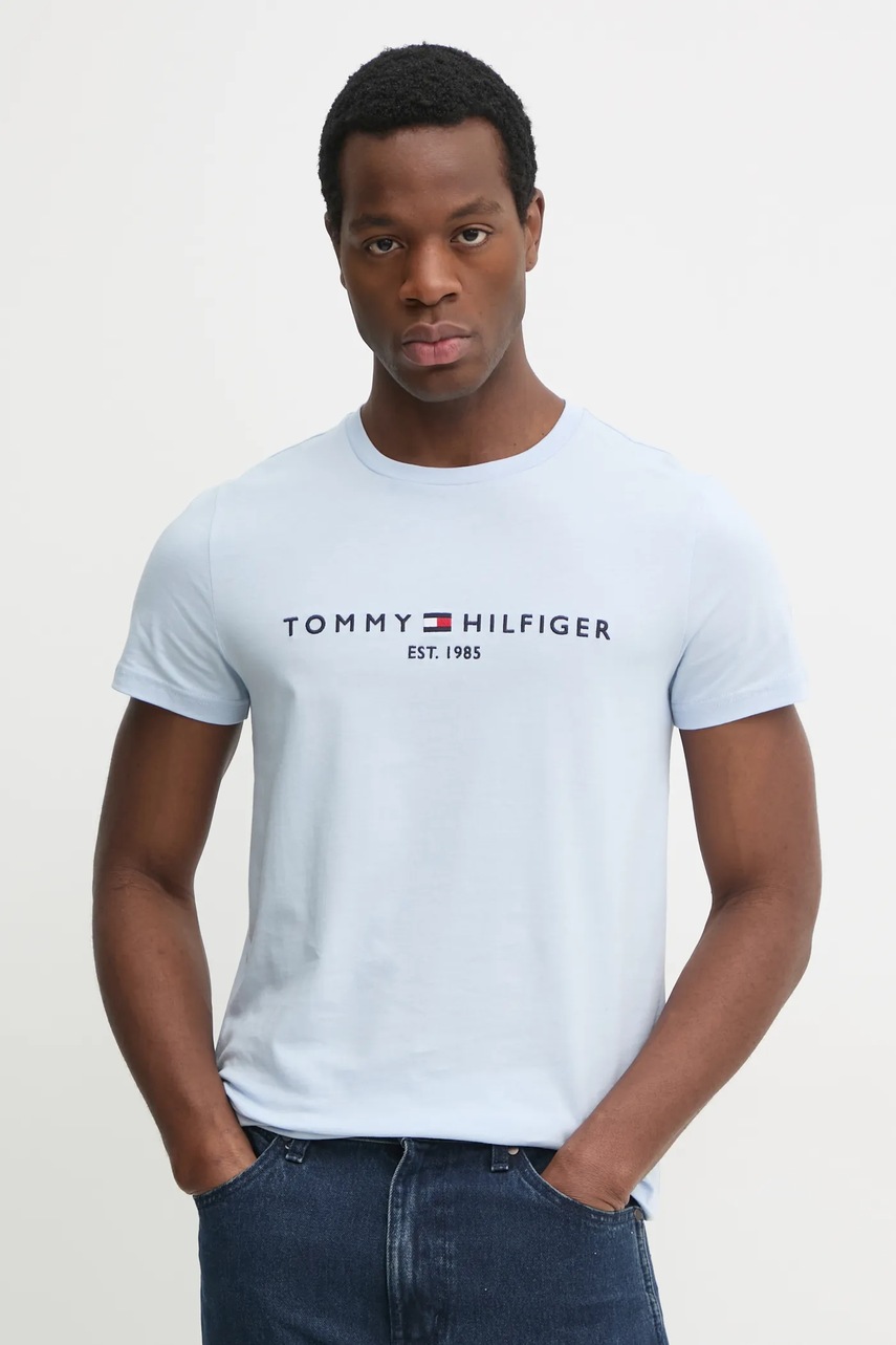 Бавовняна футболка Tommy Hilfiger чоловічий з аплікацією 