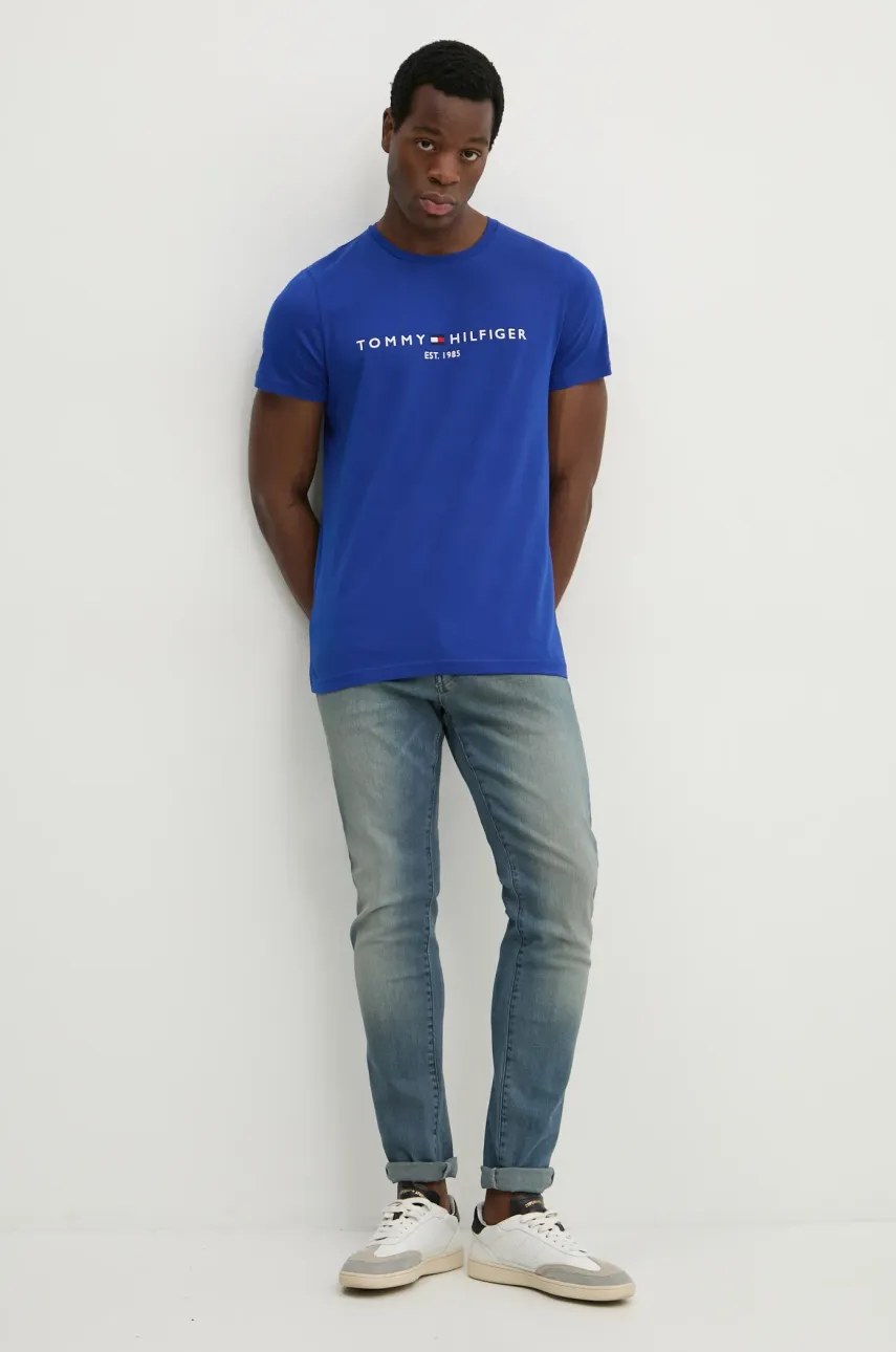 Хлопковая футболка Tommy Hilfiger мужской с аппликацией Хлопковая футболка Tommy Hilfiger мужской с аппликацией