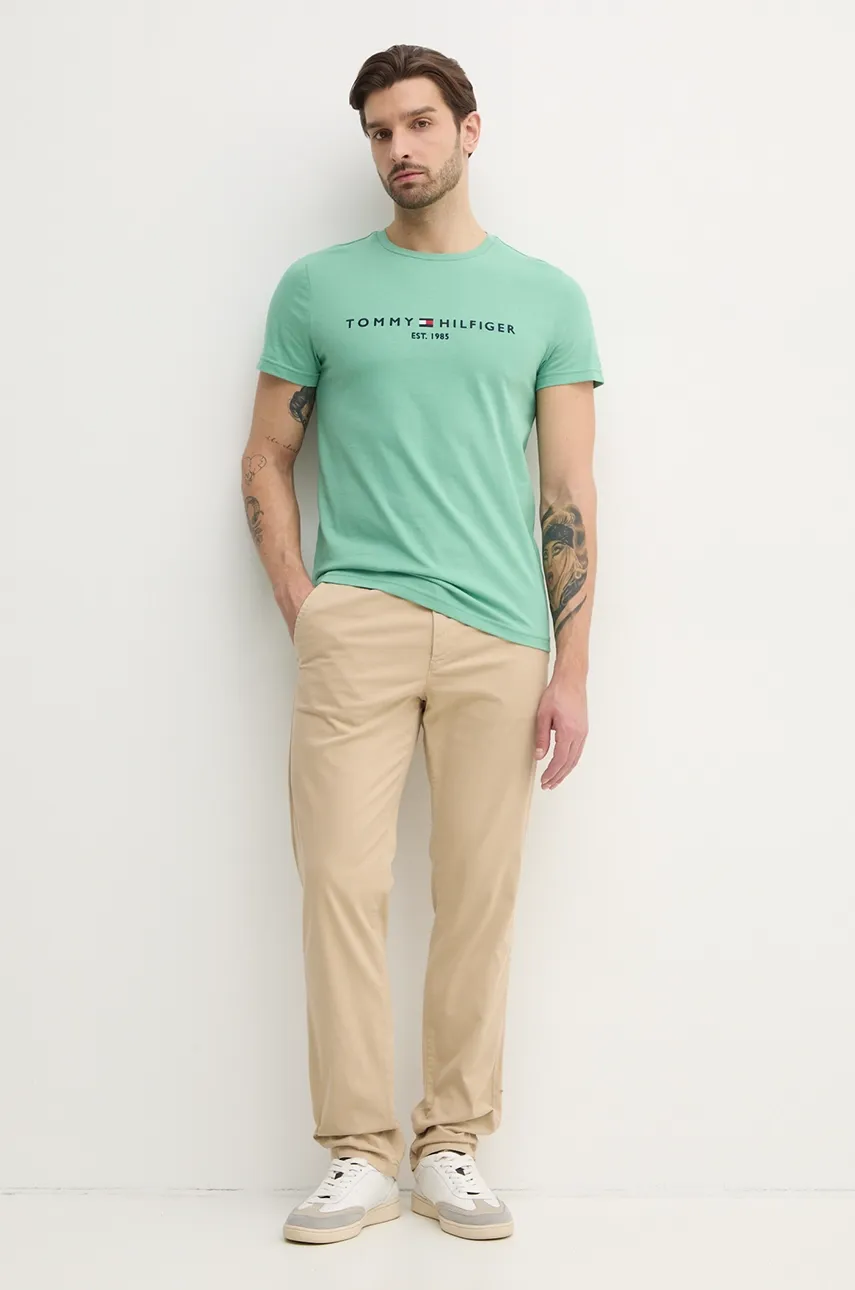 Хлопковая футболка Tommy Hilfiger мужская с аппликацией MW0MW11797 Хлопковая футболка Tommy Hilfiger мужская с аппликацией MW0MW11797