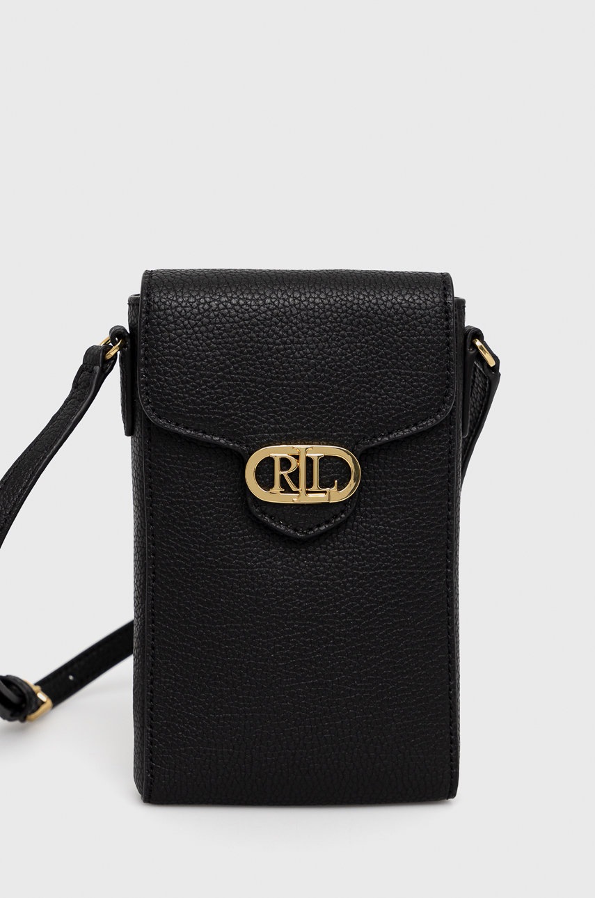 

Кожен калъф за телефон Lauren Ralph Lauren в черно, Черен