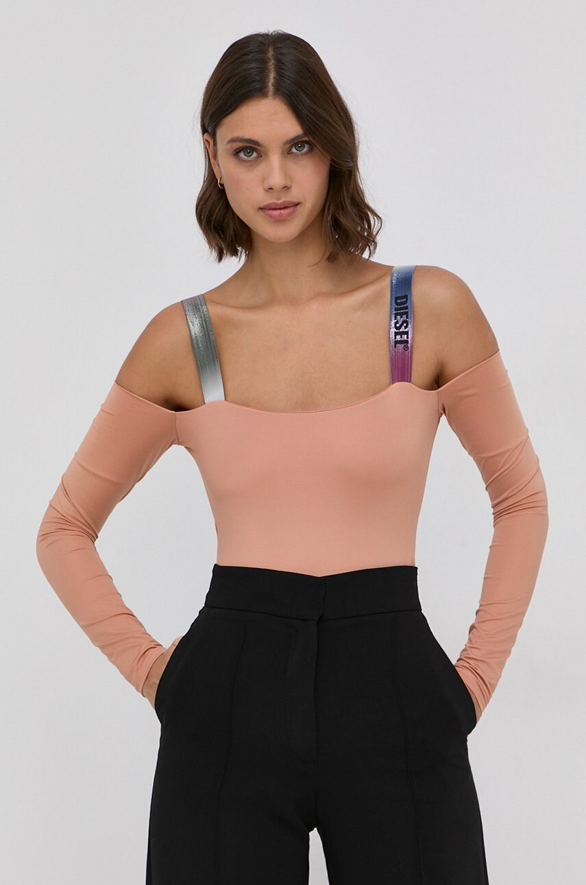 Diesel bluză femei, culoarea roz, material neted