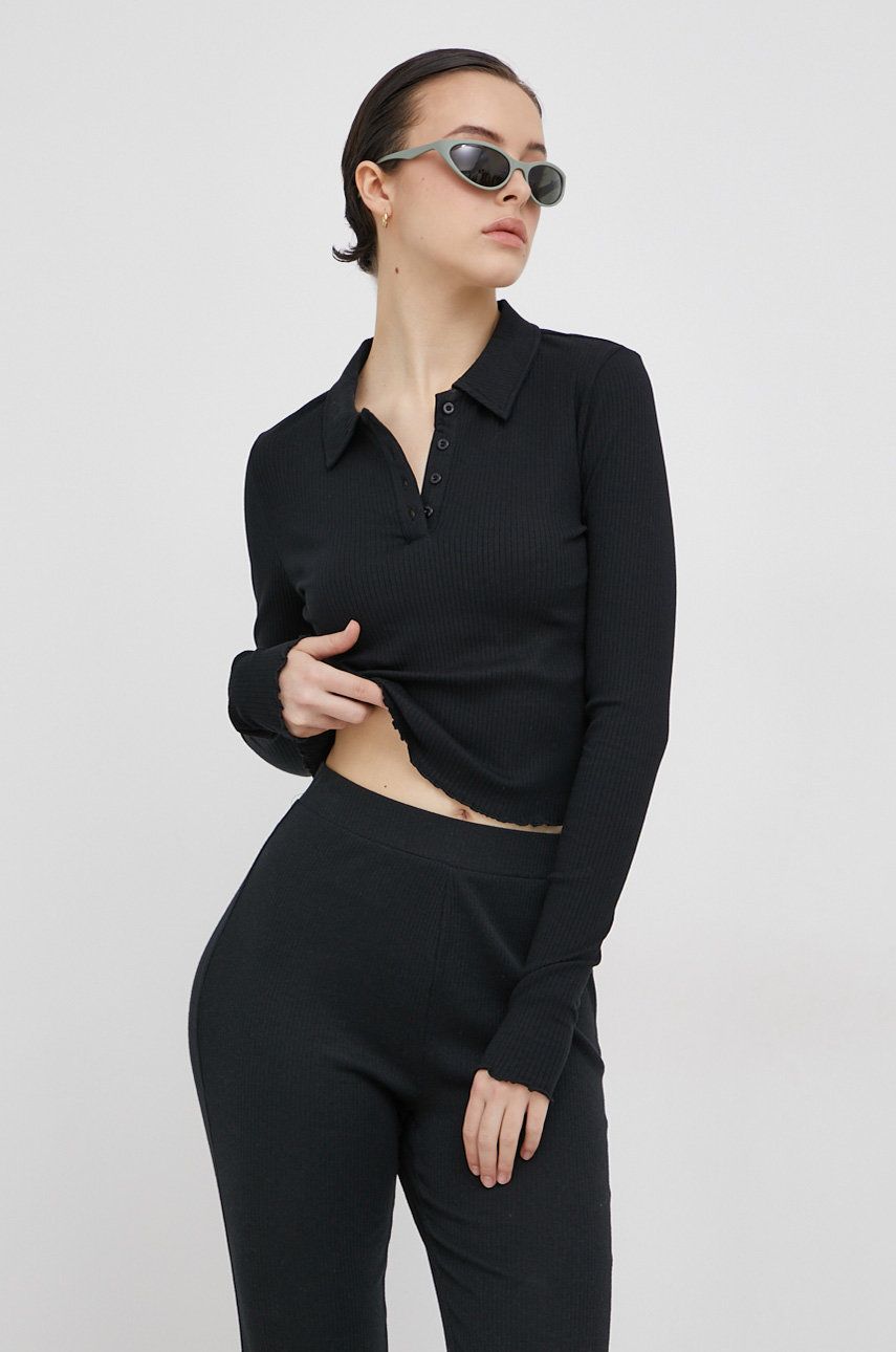 Noisy May Bluză femei, culoarea negru, material neted