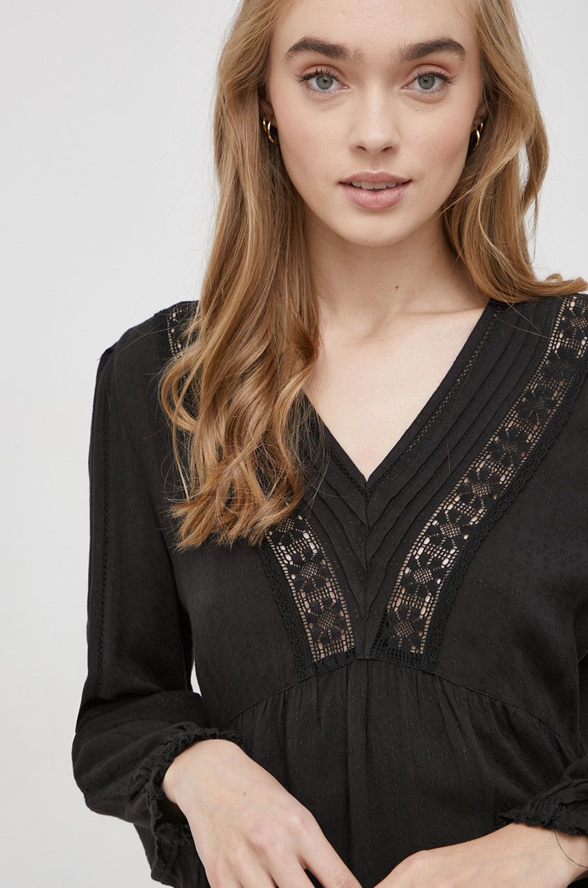 Superdry Bluză femei, culoarea negru, material neted answear.ro
