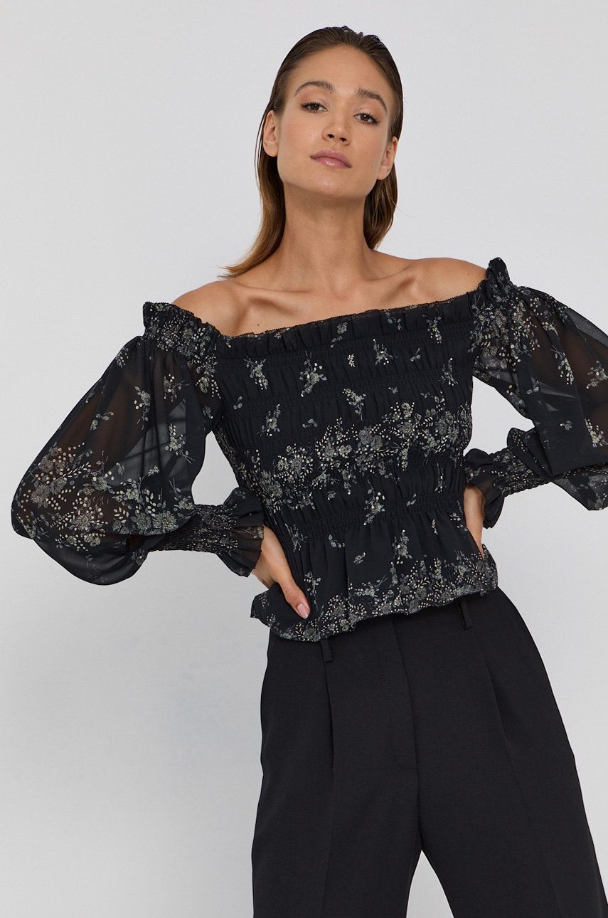AllSaints Bluză femei, culoarea negru, in modele florale AllSaints imagine noua