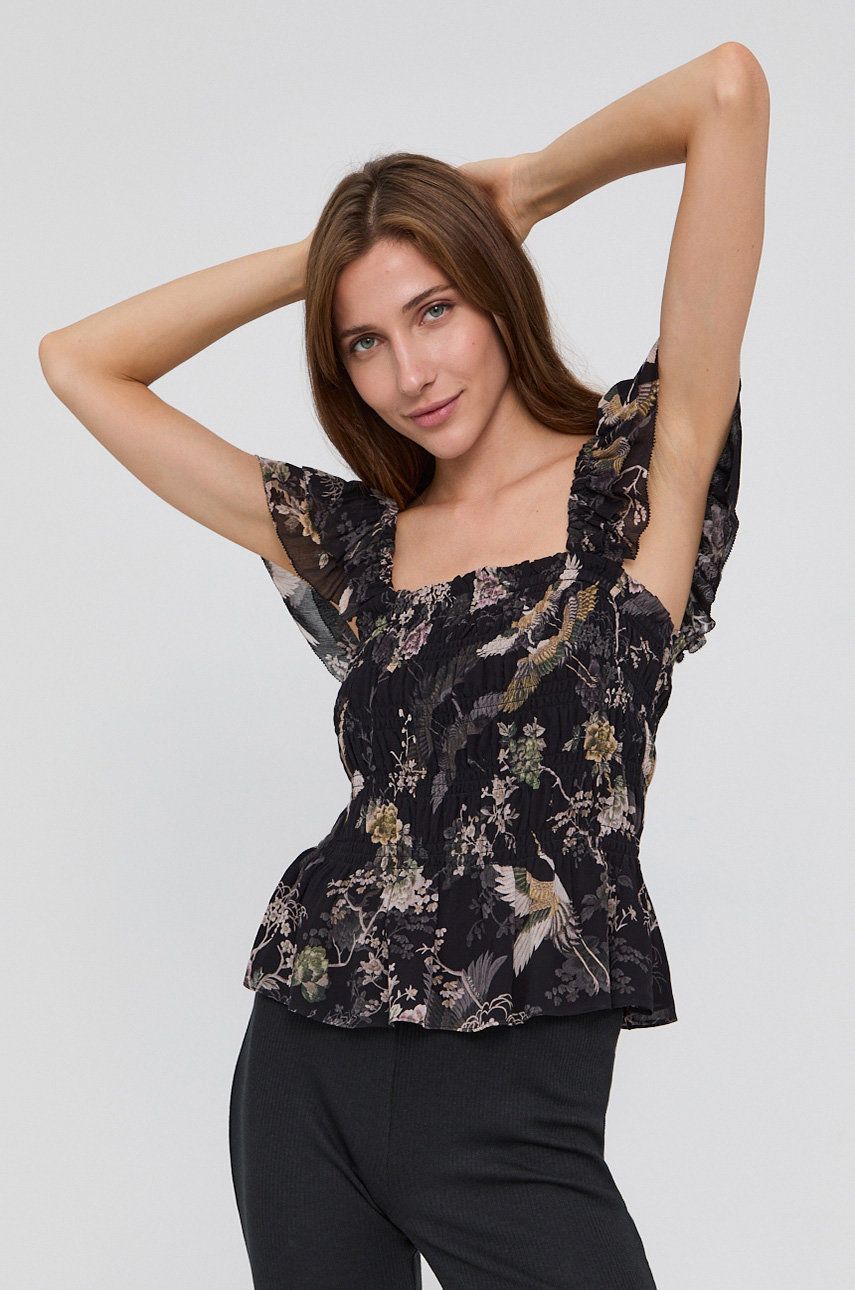 AllSaints Bluză femei, culoarea negru, in modele florale AllSaints