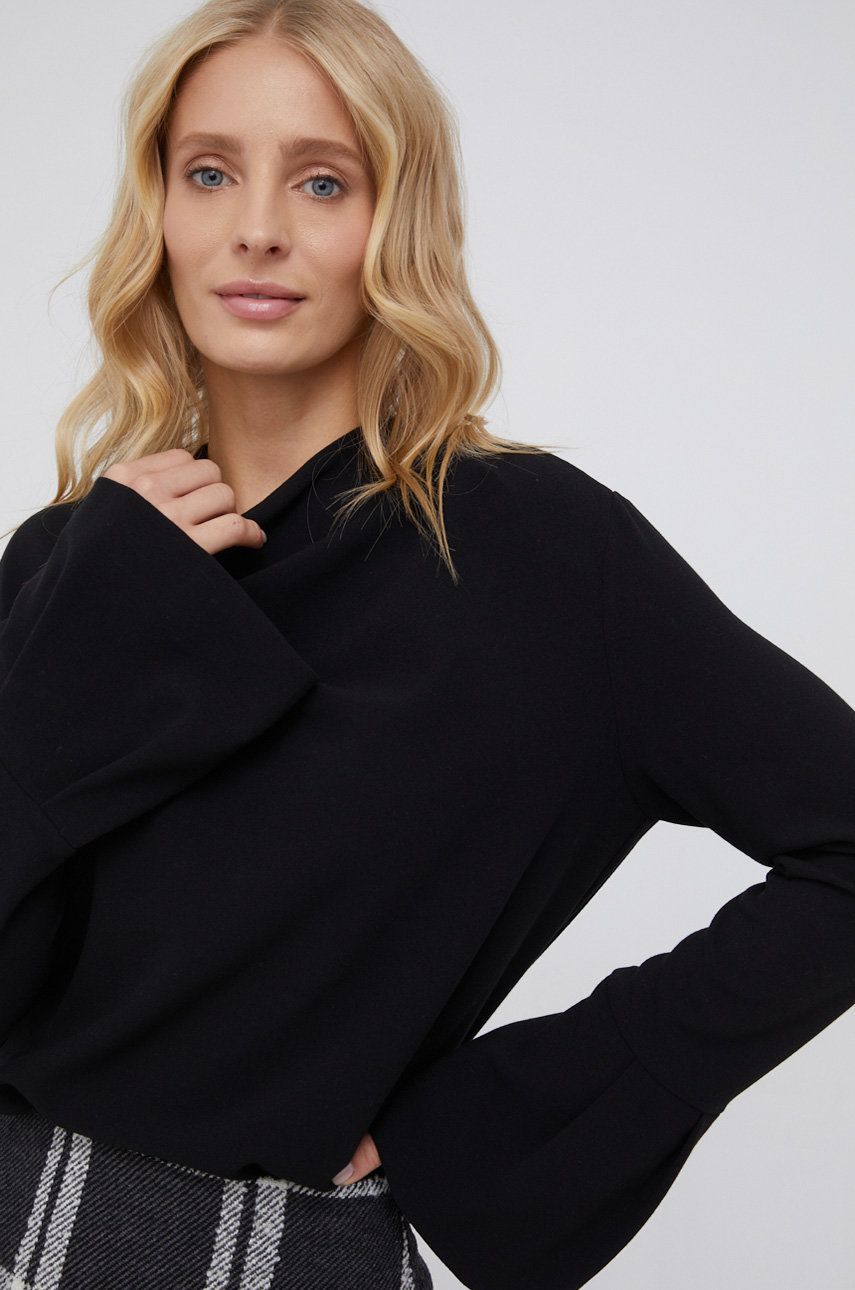 Sisley Bluză femei, culoarea negru, material neted answear.ro