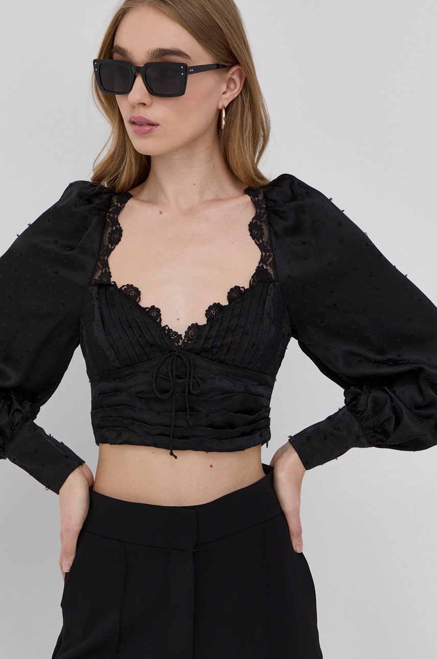 For Love & Lemons Bluză femei, culoarea negru, in modele florale