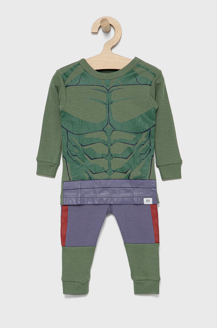 GAP Pijamale de bumbac pentru copii x Marvel culoarea verde, modelator