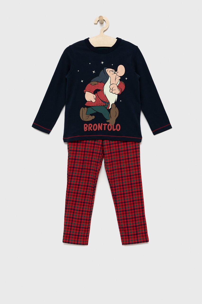 United colors of benetton pijamale de bumbac pentru copii cu imprimeu