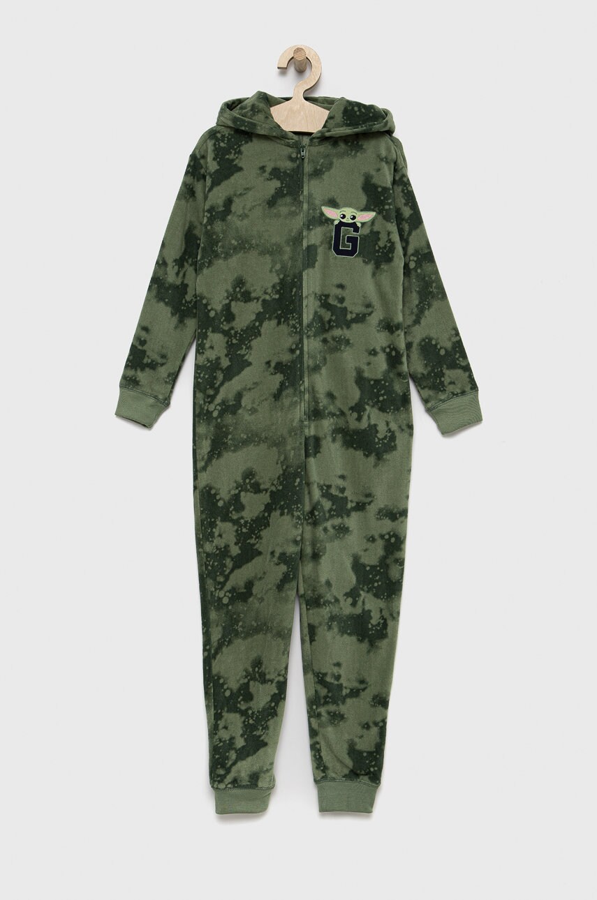 Gap salopetă pijama copii x star wars culoarea verde, modelator