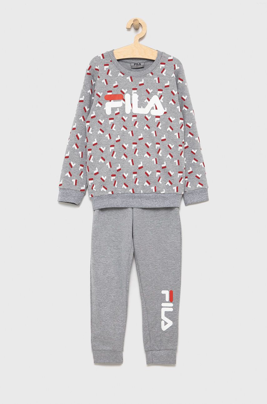Fila Pijamale de bumbac pentru copii culoarea gri, modelator