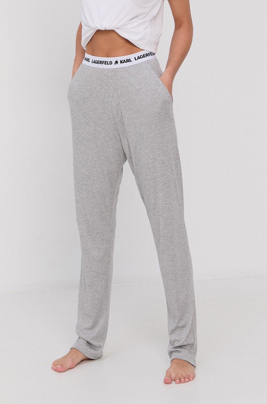 E-shop Pyžamové kalhoty Karl Lagerfeld dámské, šedá barva